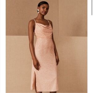 Brand new Anthropologie sequin peach midi dress